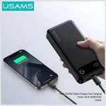 USAMS PB80 černá / Powerbanka / 20000mAh / PD 20W / USB-C + 2x USB-A / LED displej (20KCD25101)