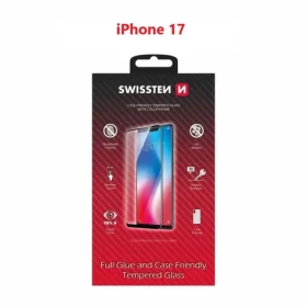 SWISSTEN FULL GLUE COLOR FRAME CASE FRIENDLY sklo pro Apple iPhone 17 černá (54501881)