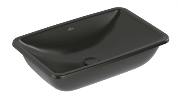 VILLEROY & BOCH - Loop&Friends Umyvadlo, 68x45 cm, bez přepadu, bez otvoru pro baterii, CeramicPlus, Pure Black 4A5801R7