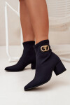 Dámské Botky Na Podpatku Se Zlatým Detalem Zazoo 3128 Černé 37