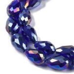 Skleněný korálek - kapka - tmavě modrá - 15 x 10 mm - 1 ks