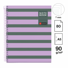 Miquelrius poznámkový blok Between the Lines NB-1, A5, 90g, karton, 80 listů, linka, Ash