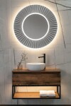 SAPHO - PRIDE STRIP kulaté zrcadlo s LED osvětlením v rámu ø 90cm, stříbrná PD952