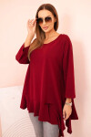 Dámská blůza Plus Size s bavlnou, volánem a ohrnovacími rukávy bordová UNI
