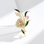 Luxusní květinová brož se Swarovski Elements krystaly, Zlatá