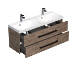Koupelnová skříňka s černou úchytkou a umyvadlem SAT Cube Way 120x53x40 cm dub Wellington mat CUBE2C120ZDW CUBE2C120ZDW