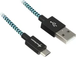 Sharkoon USB 2.0 A - Micro-B černá/modrá / USB kabel / Hliníkový opletený plášť / Nabíjení 3A / 1m (4044951027088)
