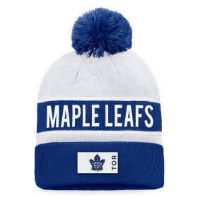 Fanatics Pánská Zimní Čepice Toronto Maple Leafs Authentic Pro Game & Train Cuffed Pom Knit Blue Cobalt-White