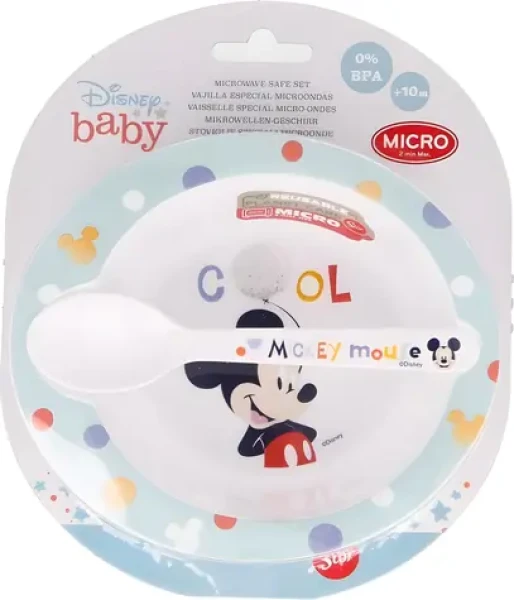 MICKEY MOUSE Miska s lžičkou do mikrovlnky Cool / Dětská miska / do mikrovlnné trouby (13078)