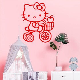 Samolepka Kočička Hello Kitty Barva: červená, Velikost: 80 x 66 cm