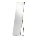 Mereo Zrcadlo hranaté, 50x170 cm, LED osvětlení, závěsné i stojaté, černý rám CN188