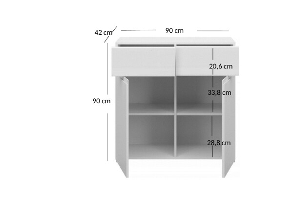 ARTEN (NANO Systems s.r.o.) Komoda YOLK-2D2S (Bílý lesk)