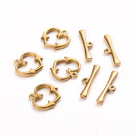 Americké zapínání z nerezové oceli - srdce - zlaté - 15 x 15 x 2 mm - 1 ks