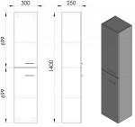 AQUALINE - ZOJA/KERAMIA FRESH skříňka vysoká 30x140x20cm, dub platin 51157
