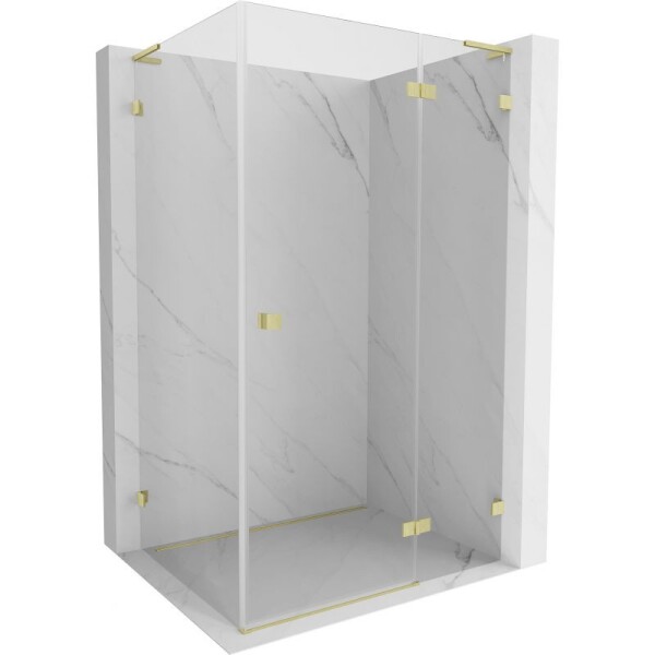 MEXEN/S - Lunar L sprchový kout dveře křídlové pravá 70 x 90, transparent, zlato kartáčovaná 834L-070-090-55-00-P