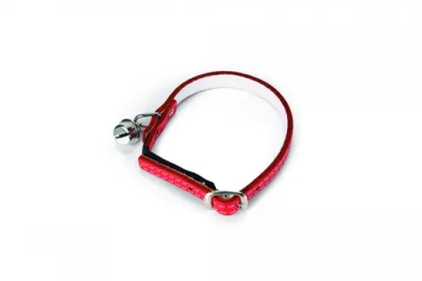 Beeztees Obojek pro kočky kožený červený 23,5 - 28 cm x 10 mm