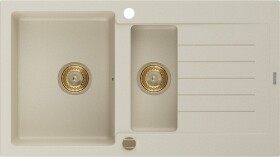 MEXEN/S - Matias granitový dřez 1.5 s odkapávačem 900x505 mm, béžová,+ zlatý sifon 6502901505-69-G