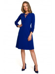 Přiléhavé šaty s vázaným výstřihem - modré EU L model 17678117