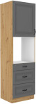 Vysoká skříňka pro vestavnou troubu Stilo 60 DPS-210 3S 1F - Premium Box Barva korpusu: Dub artisan, Barva dvířek: Clay Grey