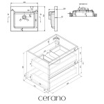 CERANO - Koupelnová skříňka Carole - černá matná + umyvadlo z lit. mramoru Ovo - bílá lesklá - 50,5x53x46,5 CER-096414