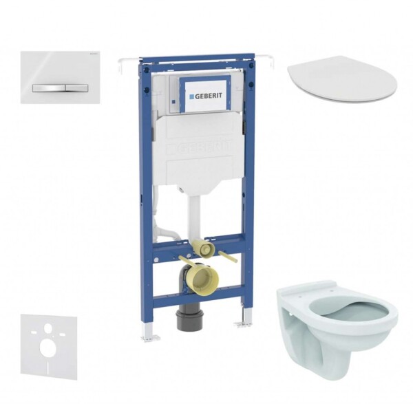 GEBERIT - Duofix Set předstěnové instalace, klozet Alpha se sedátkem, tlačítko Sigma50, alpská bílá SANI11CD3121