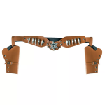 R-Kontakt.cz Hnědý kovbojský opasek se dvěma pouzdry