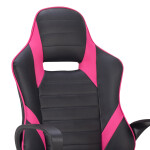 Herní křeslo, potah kombinace černé a růžové ekokůže, houpací mechanismus