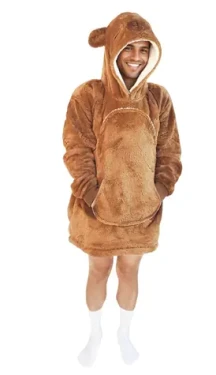 Cozy Noxxiez CH364 Kapybara - hřejivá televizní mikinová deka s kapucí pro teenagery a dospělé (20-CH364)