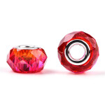 Korálky evropského typu - 14 x 8,5 mm - dvoubarevné - 1 ks Dvě barvy: Červenobílá