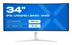 34" Japannext JN-IPS340UWQHD60C-C65W-HS-W / Monitor / IPS / UWQHD 3440x1440 / Curved 3800R / 60Hz / USB-C+HDMI+DP (JN-IPS340UWQHD60C-C65W-HS-W)