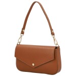 Luxusní dámská kožená kabelka na rameno Zinta, koňaková