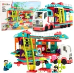 LEANTOYS Stavebnice Rozkládací karavan