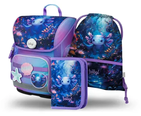 BAAGL SET 3 Ergo Axolotl: aktovka, penál, sáček (A-34532)