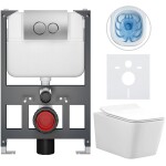 CERANO - Kompletní WC set Basic/Forte - bílá lesklá - WC tlačítko Dualo/Stříbrná - závěsné - nízký modul - předstěnová instalace - 51x36 CER-8050BD86119