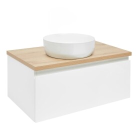Koupelnová skříňka s krycí deskou SAT B-WAY 79x30x45 cm bílá lesk BWAY80WDOAK BWAY80WDOAK