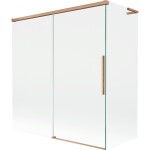 MEXEN/S - Rox L vanová zástěna 2-křídlová posuvná 150 + 70 x 150, transparent, měď kartáčovaná 8C9L-150-070-65-00