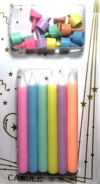 Dortové svíčky pastelové s držáky 12 ks Dortové svíčky pastelové s držáky 12 ks