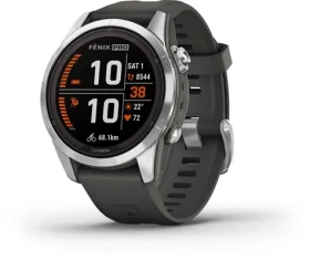 Garmin fenix 7S Pro Solar stříbrno-černá / Chytré hodinky / GPS / 1.2" d. displej / mapy / BT / WiFi / voděodolné (010-02776-01)