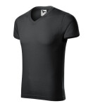 Slim Fit V-neck tričko pánské ebony gray XL