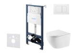 Kielle - Genesis New Set předstěnové instalace, klozetu Oudee, Vortex Rimless+, sedátka softclose a tlačítka Gemini New III, lesklá bílá 30528SS61