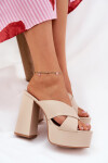 Dámské Klapky Na Platformě A Podpatku Béžové Lenobos 36