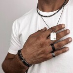 Luxusní pánský náramek Antonio - larvikit, hematit, Šedá 20 cm