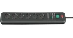 Brennenstuhl Secure-Tec antracit / Přepěťová ochrana / 6 zásuvek / 19 500 A / 2 m kabel (1159540366)