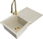 MEXEN/S - Cesar granitový dřez 1 s odkapávačem včetně baterie Elia, béžová 6514-69-670101-50