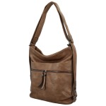 Trendy dámský koženkový kabelko-batoh Kavya, tmavě béžový