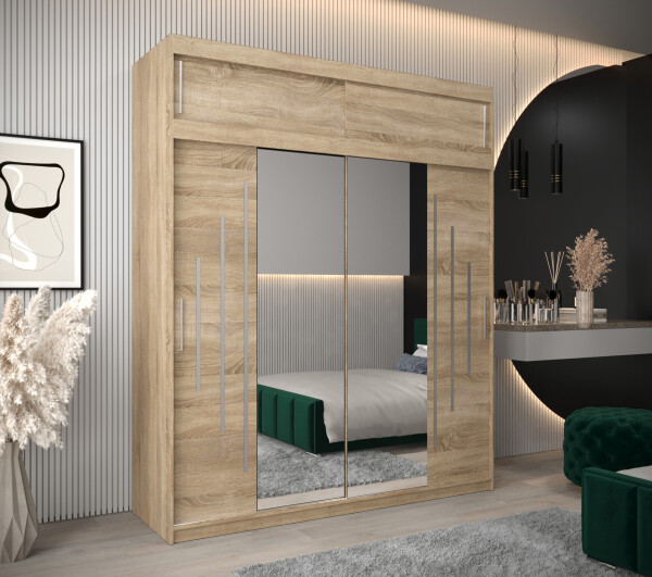 Šatní skříň Abi Y1 s nástavcem Barva korpusu: Dub Sonoma, Rozměry: 200 cm, Dveře: Dub sonoma