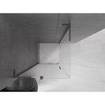 MEXEN/S - Velar L sprchový kout, posuvné dveře 90 x 90, dekor, grafit kartáčovaná 871-090-090-33-66