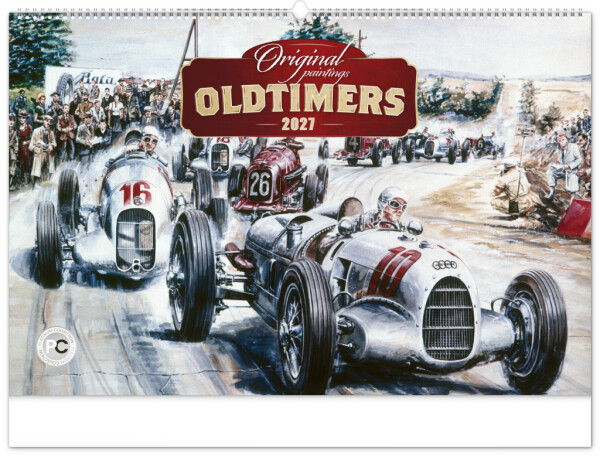 NOTIQUE Nástěnný kalendář Oldtimers – Václav Zapadlík 2027, 64 x 42 cm