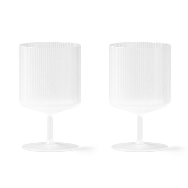 Ferm Living Sklenice na víno Ripple Frosted 270 ml – set 2 ks, bílá barva, sklo