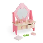 Bigjigs Toys Dřevěný kosmetický stolek růžová